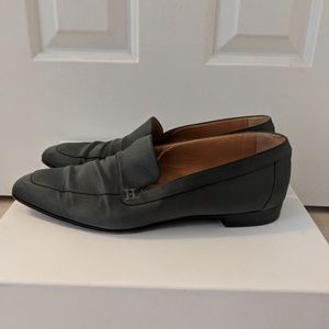 Hermès vintage grey silk pointed loafters